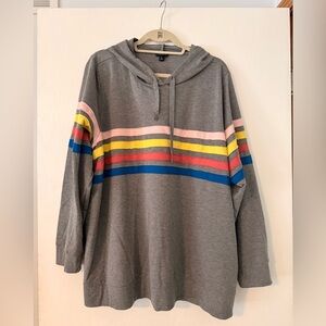torrid Gray Hooded Colorful Pullover